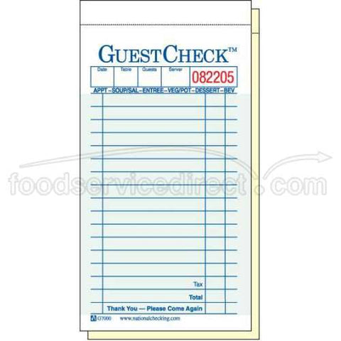 National Checking Company Carbonless Guest Check Paper - 2 Part Green, 17 Line, 3.4 x 6.75 inch -- 2500 per case.