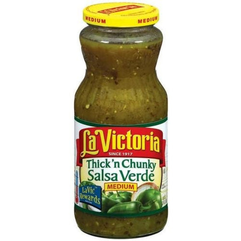 La Victoria Salsa Verde, Thick & Chunky, Medium, Retail, 24 Ounce -- 12 Case