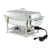 Vollrath Classic Brass Trim Long Side Receptacle Electric Chafer, 25.25 x 18.25 x 15 inch.