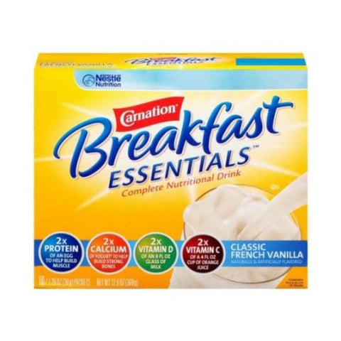 Nestle Carnation Instant Breakfast French Vanilla Beverage, 1.26 Ounce, 10 per pack -- 60 per case.