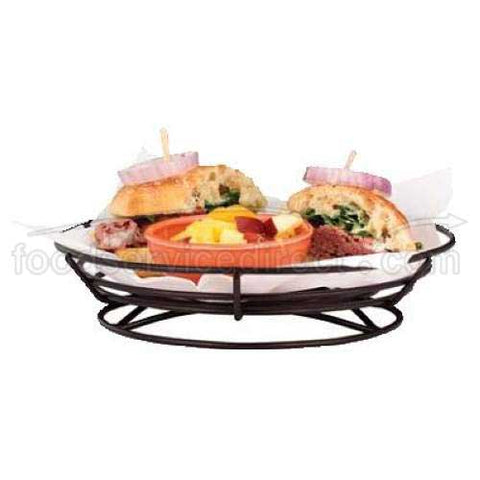 Traex Black Powder Coated Round Raised Wire Sandwich Platter Basket, 9 inch -- 12 per case.