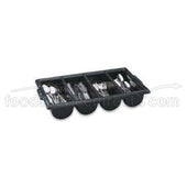 Vollrath Black Four Compartment Cutlery Box, 21 5/8 x 11 7/8 x 3 3/4 inch -- 12 per case.
