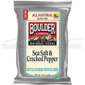 Boulder Canyon Sea Salt and Cracked Pepper Kettle Potato Chips - 5 oz. bag, 12 per case
