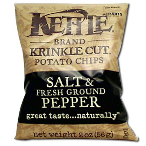 Kettle Krinkle Cut Salt and Fresh Ground Pepper Potato Chips - 2 oz. bag, 24 per case
