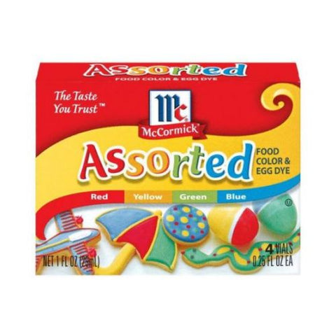 Mccormick Assorted Food Colors and Egg Dye Seasoning, 1 Fluid Ounce -- 144 per case.