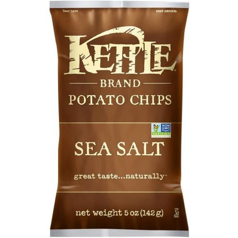 Kettle Foods Sea Salt Potato Chips, 5 Ounce -- 8 per case.