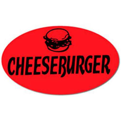National Checking Cheeseburger Oval Deli Label, 0.875 x 1.5 inch -- 1000 per case.