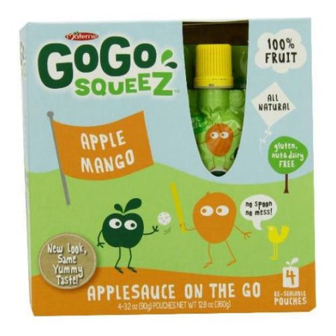 GoGo Squeez Apple Mango On The Go Applesauce, 3.2 Ounce - 4 per pack -- 12 packs per case.