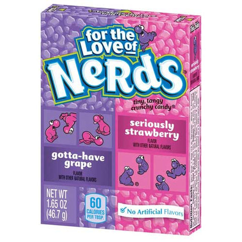 Wonka Nerds Strawberry and Grape Candy, 1.65 Ounce - 36 per pack -- 10 packs per case.