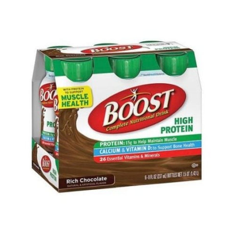 Boost Rich Chocolate High Protein Drink, 8 Fluid Ounce - 6 per pack -- 4 packs per case.