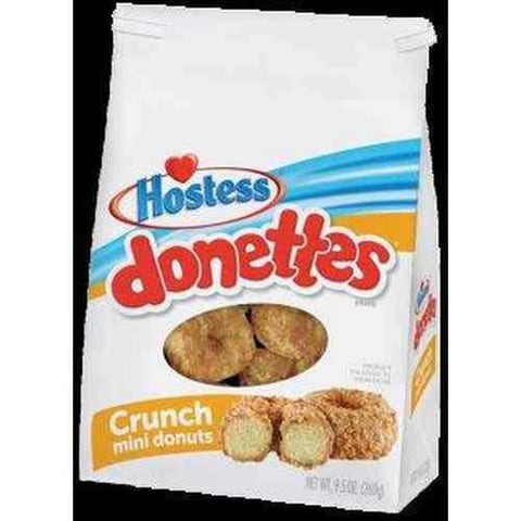 Hostess Donettes Crunch Mini Donut, 9.5 Ounce -- 6 per case.