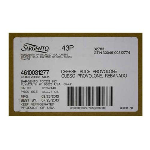 Sargento Sliced Provolone 4 Inch Cheese, 0.75 ounce -- 450 per case