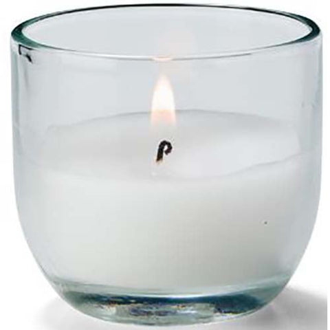 Hollowick Caterlite 5 Hour Clear Glass Disposable Candle, 1 7/8 inch Height x 2 inch Dia -- 48 per case.