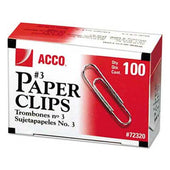 ACCO Smooth Economy Paper Clip, Steel Wire, No. 3, Silver, 100/Box, 10 Boxes/Pack