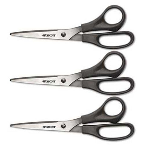 Westcott Value Line Stainless Steel Shears, 8 inch Long, 3/Pack