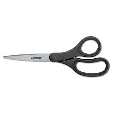 Westcott KleenEarth Basic Plastic Handle Scissors, 8 inch Long, Pointed, Black, 3/Pack