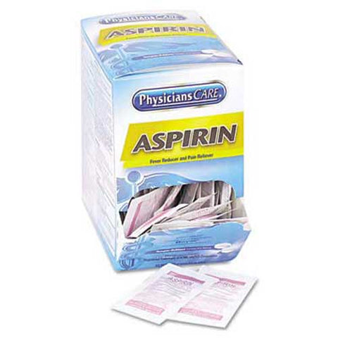 PhysiciansCare Aspirin Medication, Two-Pack, 50 Packs/Box