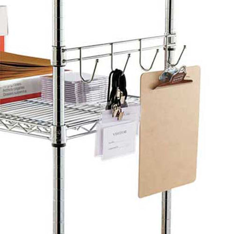 Alera Hook Bars For Wire Shelving, Four Hooks, 18 inch Deep, Silver, 2 Bars/Pack
