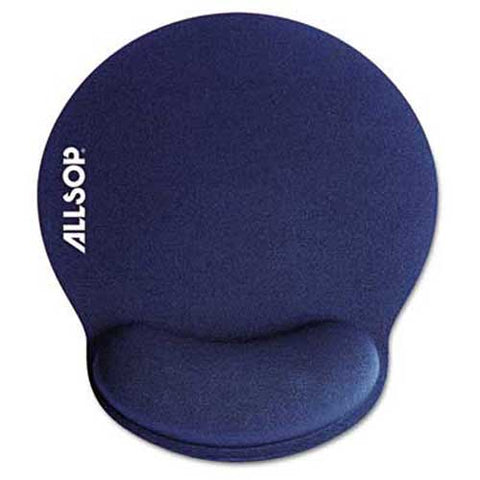 Allsop Memory Foam Mouse Pad with Wrist Rest, Blue, 7 1/4 inch x 8 1/4 inch