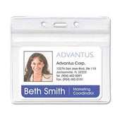 Advantus Resealable ID Badge Holder, Horizontal, 3 3/4 x 2 5/8, Clear, 50/Pack