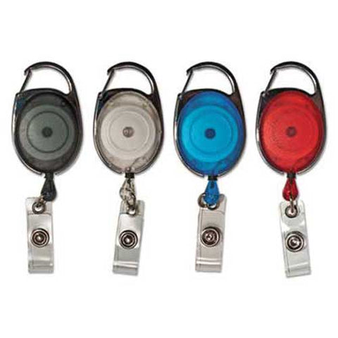 Advantus Carabiner-Style Retractable ID Card Reel, 30 inch Extension, Assorted Colors, 20/PK