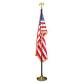Advantus Indoor 3 ft x 5 ft U.S. Flag, 8 ft Oak Staff, 2 inch Gold Fringe, 7 inch Goldtone Eagle
