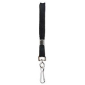 Baumgartens Flat Lanyard w/Hook, 36 inch, Nylon, Black, 100/Pack