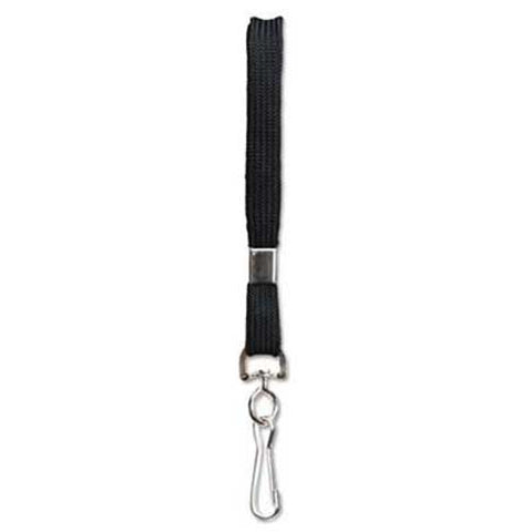 Baumgartens Flat Lanyard w/Hook, 36 inch, Nylon, Black, 100/Pack