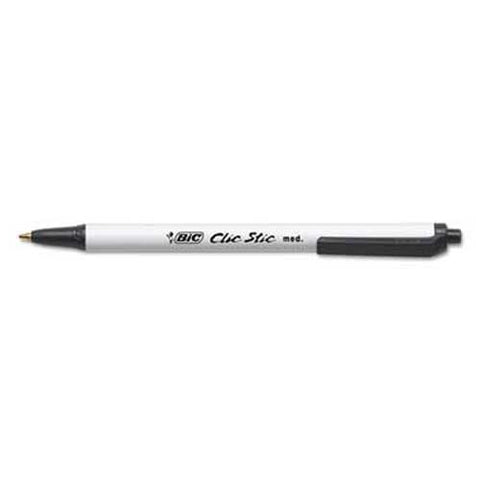 BIC Clic Stic Ballpoint Retractable Pen, Black Ink, 1mm, Medium, Dozen