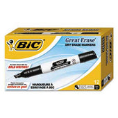 BIC Great Erase Grip Chisel Tip Dry Erase Marker, Black, Dozen