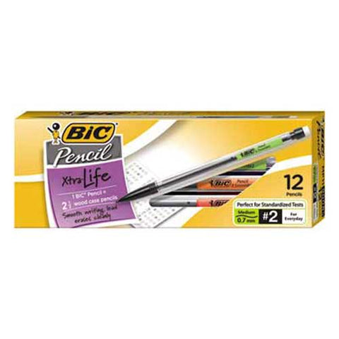 BIC Mechanical Pencil Xtra Life, 0.7mm, Clear, Dozen
