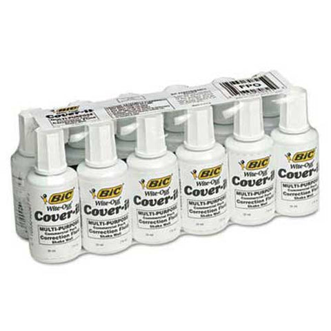 BIC Cover-It Correction Fluid, 20 ml Bottle, White, Dozen