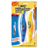 BIC Wite-Out Exact Liner Correction Tape Pen, 1/5 inch x 236 inch, Blue/Orange, 2/Pack