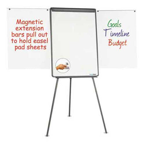 MasterVision Basic Tripod Melamine Presentation Easel, 22 1/2 x 42, White/Black