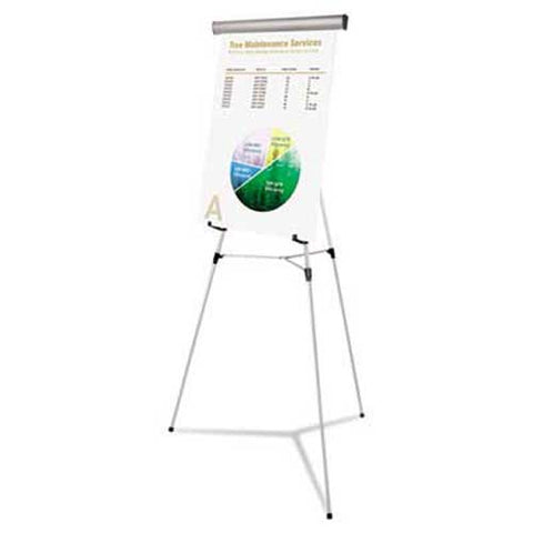 MasterVision Telescoping Tripod Display Easel, Adjusts 38 inch to 69 inch High, Metal, Silver