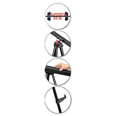 MasterVision Telescoping Tripod Display Easel, Adjusts 35 inch to 64 inch High, Metal, Black