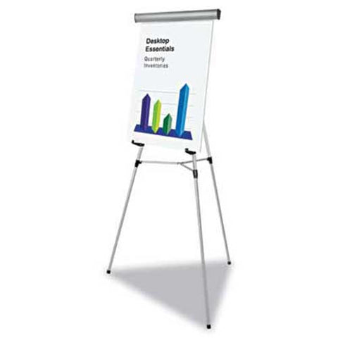 MasterVision Telescoping Tripod Display Easel, Adjusts 35 inch to 64 inch High, Metal, Silver