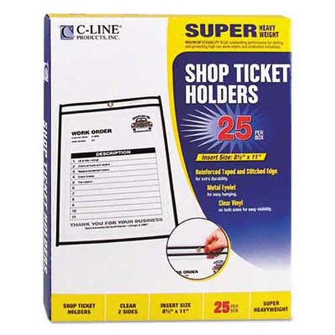 C-Line Shop Ticket Holders, Stitched, Both Sides Clear, 50 inch, 8 1/2 x 11, 25/BX