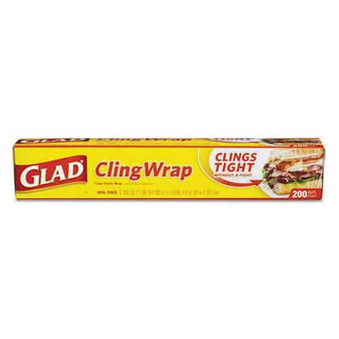 Glad Cling Wrap Plastic Wrap, 200 Square Foot Roll, Clear