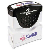 ACCUSTAMP2 Pre-Inked Shutter Stamp with Microban, Red/Blue, SCANNED, 1 5/8 x 1/2