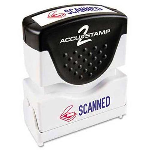 ACCUSTAMP2 Pre-Inked Shutter Stamp with Microban, Red/Blue, SCANNED, 1 5/8 x 1/2