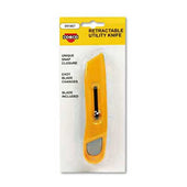 Cosco Plastic Utility Knife w/Retractable Blade & Snap Closure, Yellow