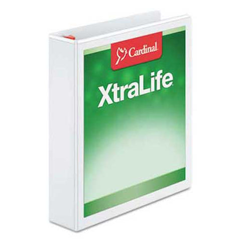 Cardinal XtraLife ClearVue Non-Stick Locking Slant-D Binder, 1.5 inch Cap, 11 x 8 1/2, White