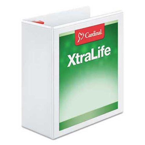 Cardinal XtraLife ClearVue Non-Stick Locking Slant-D Binder, 4 inch Cap, 11 x 8 1/2, White