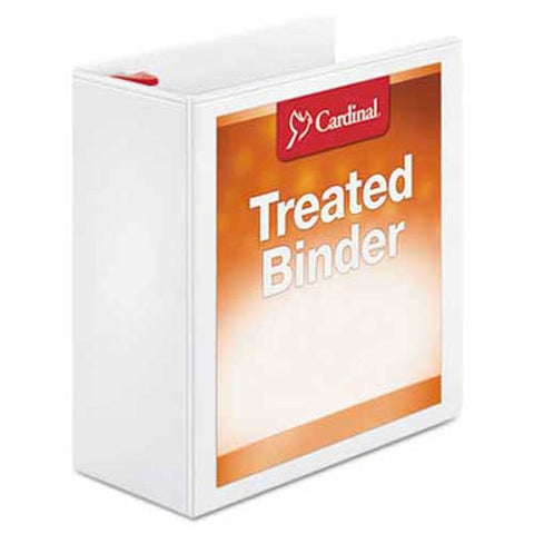 Cardinal Treated Binder ClearVue Locking Slant-D Ring Binder, 4 inch Cap, 11 x 8 1/2, White