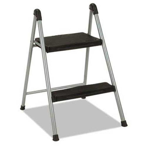 Cosco Folding Step Stool, 2-Step, 200lb, 16 9/10 inch Working Height, Platinum/Black