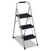 Cosco 3-Step Big Step Folding Stool, 200lb, 17 3/4w x 28d x 45 5/8h, Platinum
