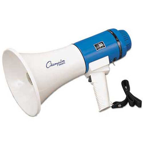 Champion Sports Megaphone, 12-25W, 1000 Yard Range, White/Blue