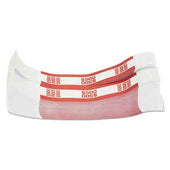 Coin-Tainer Currency Straps, Red, $500 in $5 Bills, 1000 Bands/Pack