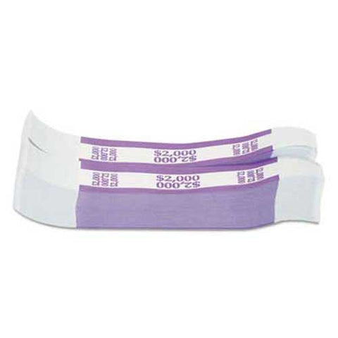 Coin-Tainer Currency Straps, Violet, $2,000 in $20 Bills, 1000 Bands/Pack